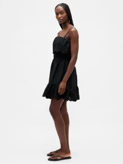 Eyelet Ruffle Mini Dress