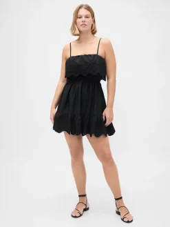 Eyelet Ruffle Mini Dress
