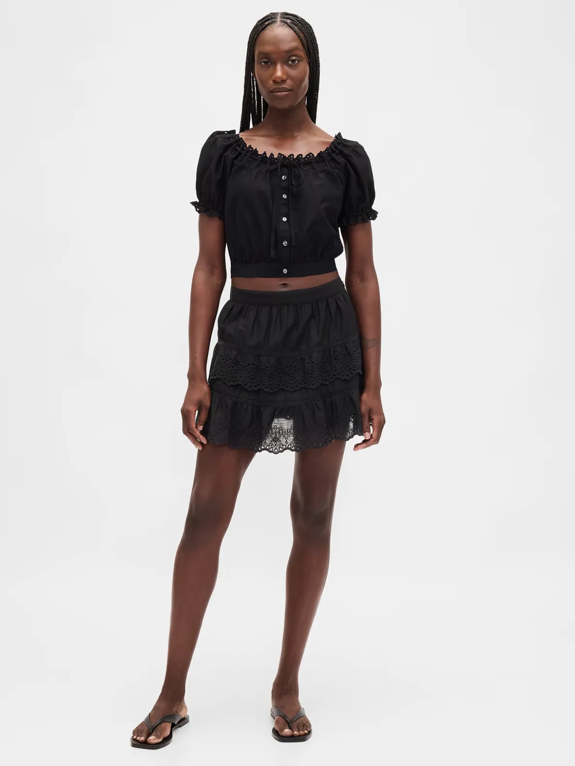 Eyelet Ruffle Mini Skort