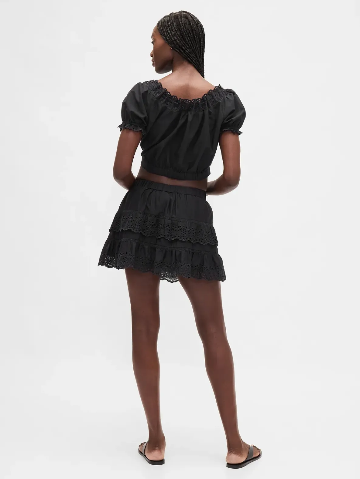 Eyelet Ruffle Mini Skort