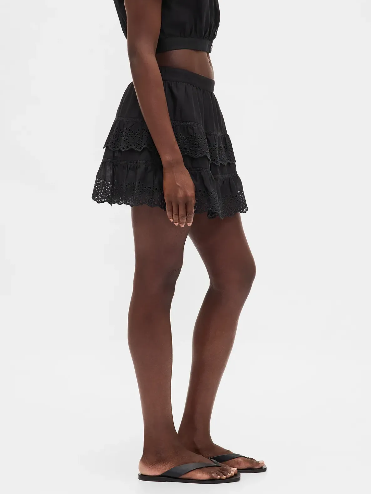 Eyelet Ruffle Mini Skort