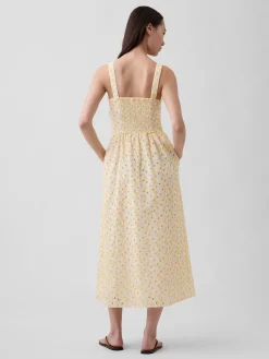 Eyelet Seamed Drop-Waist Maxi Dress