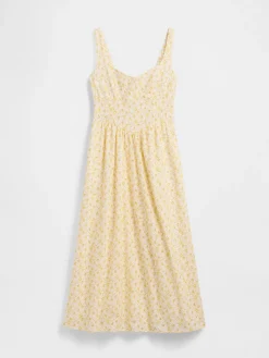 Eyelet Seamed Drop-Waist Maxi Dress