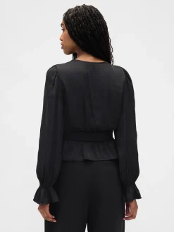 Eyelet V-Neck Peplum Top