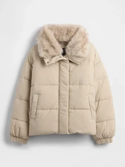 Faux Fur-Trim Puffer Jacket