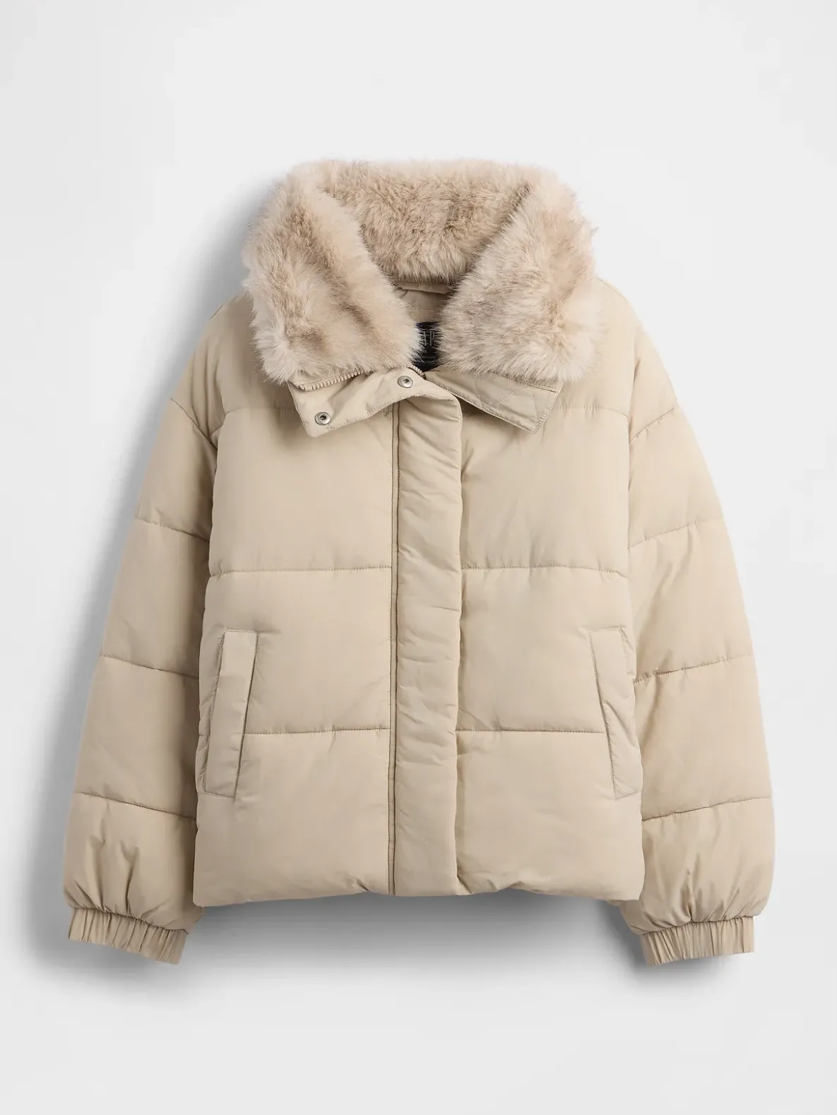 Faux Fur-Trim Puffer Jacket