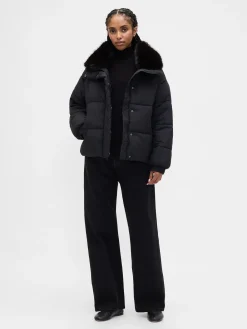 Faux Fur-Trim Puffer Jacket