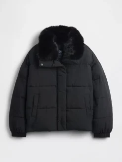 Faux Fur-Trim Puffer Jacket
