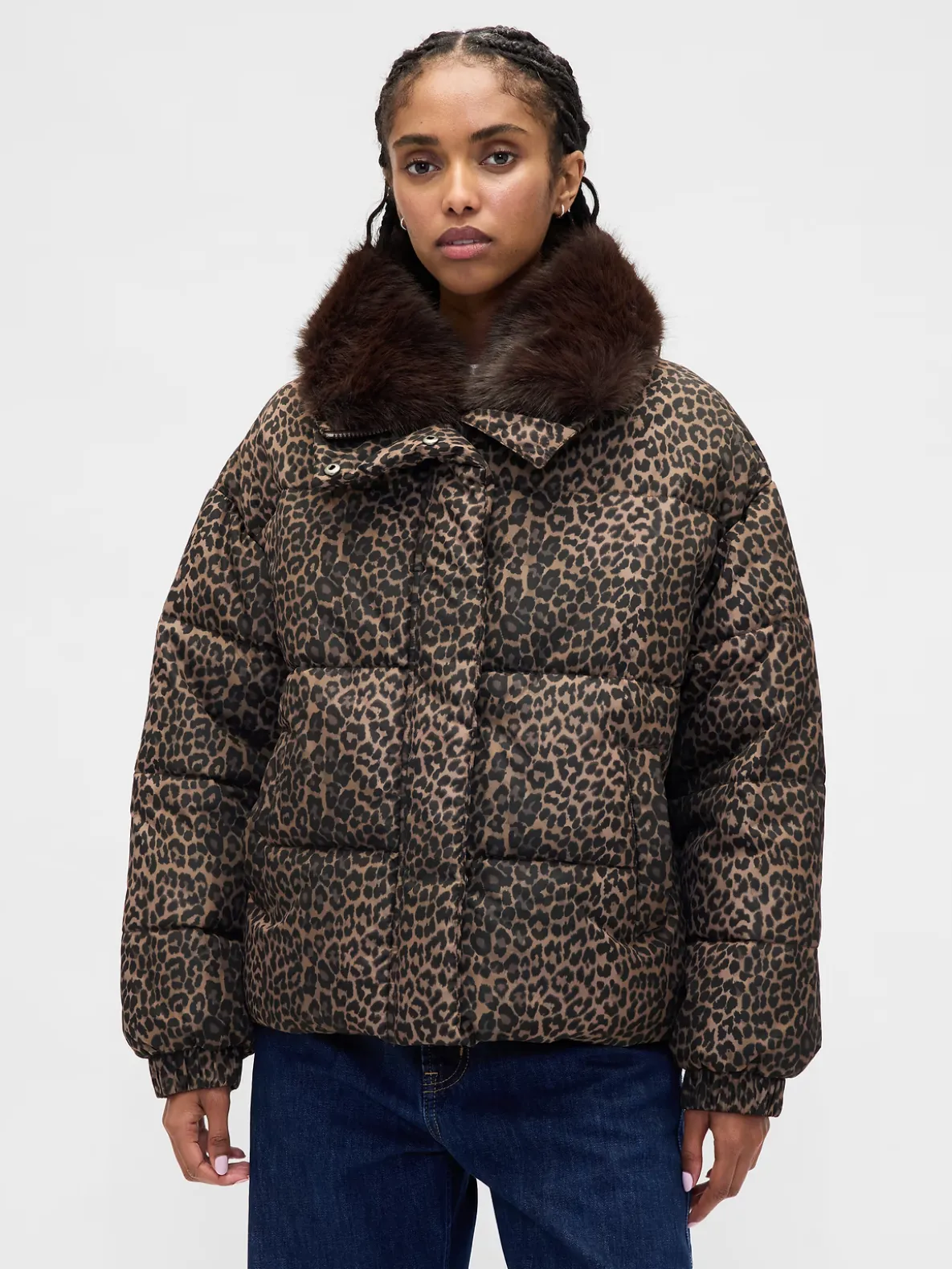 Faux Fur-Trim Puffer Jacket