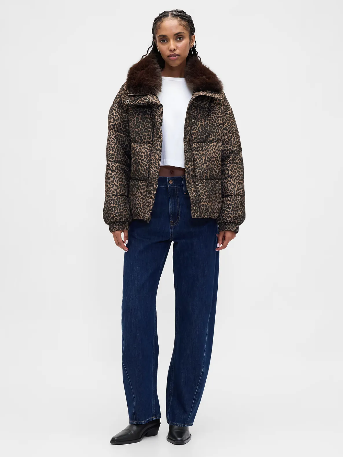 Faux Fur-Trim Puffer Jacket