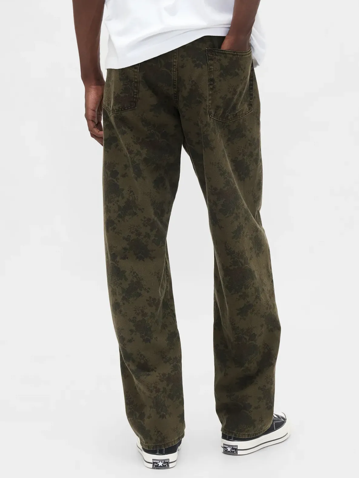 Floral Canvas Baggy Jeans