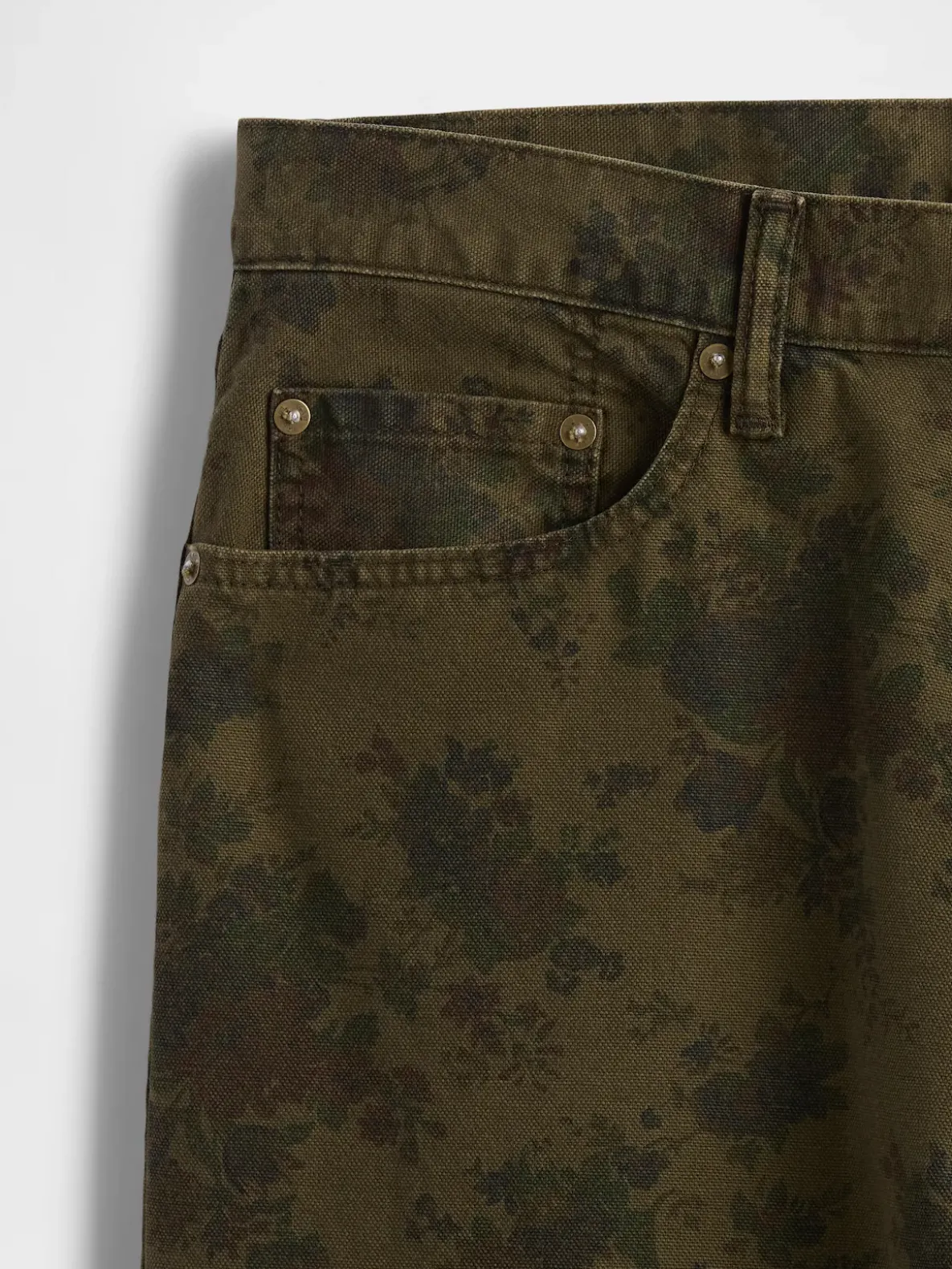 Floral Canvas Baggy Jeans