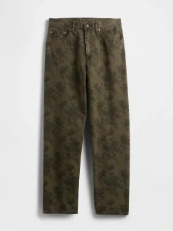 Floral Canvas Baggy Jeans