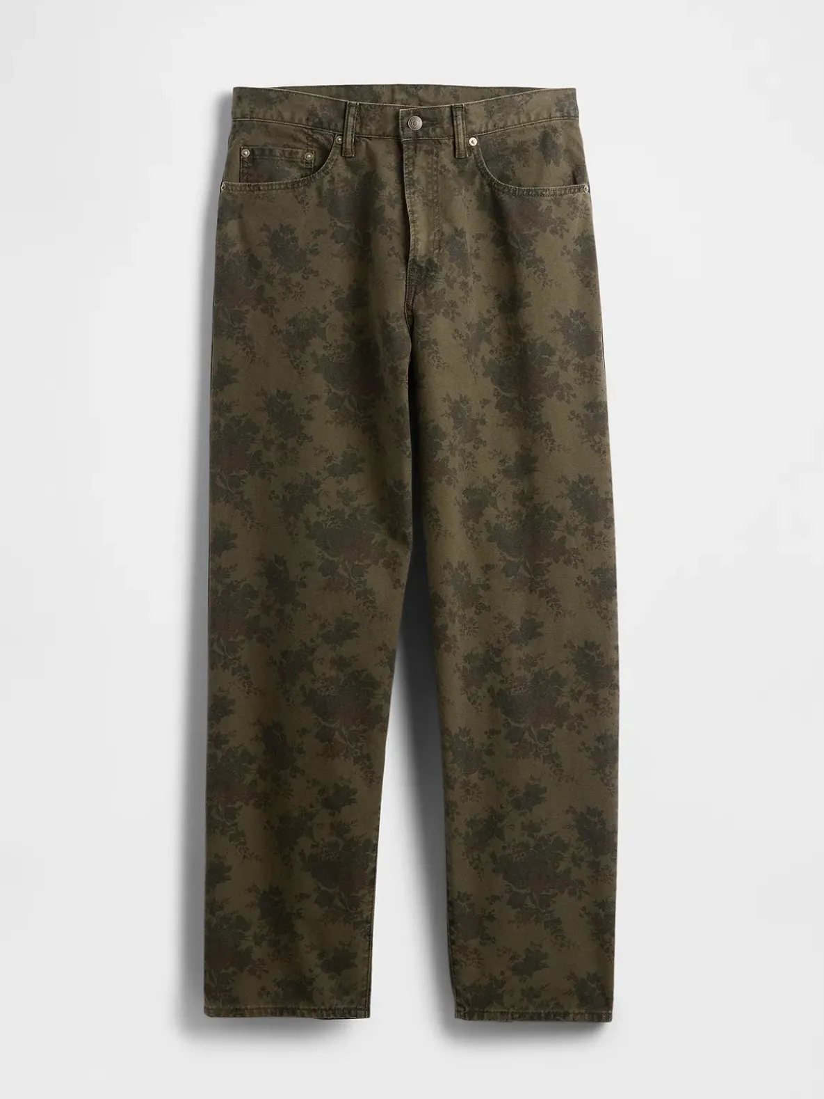 Floral Canvas Baggy Jeans