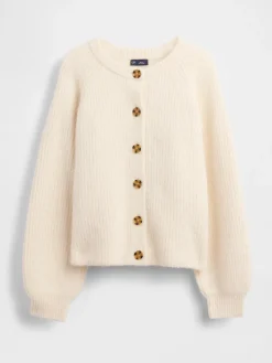 Fuzzy Shaker-Stitch Cardigan
