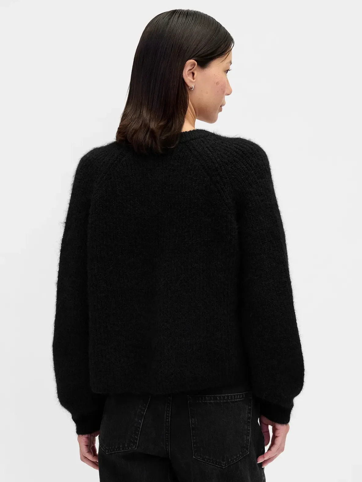 Fuzzy Shaker-Stitch Cardigan