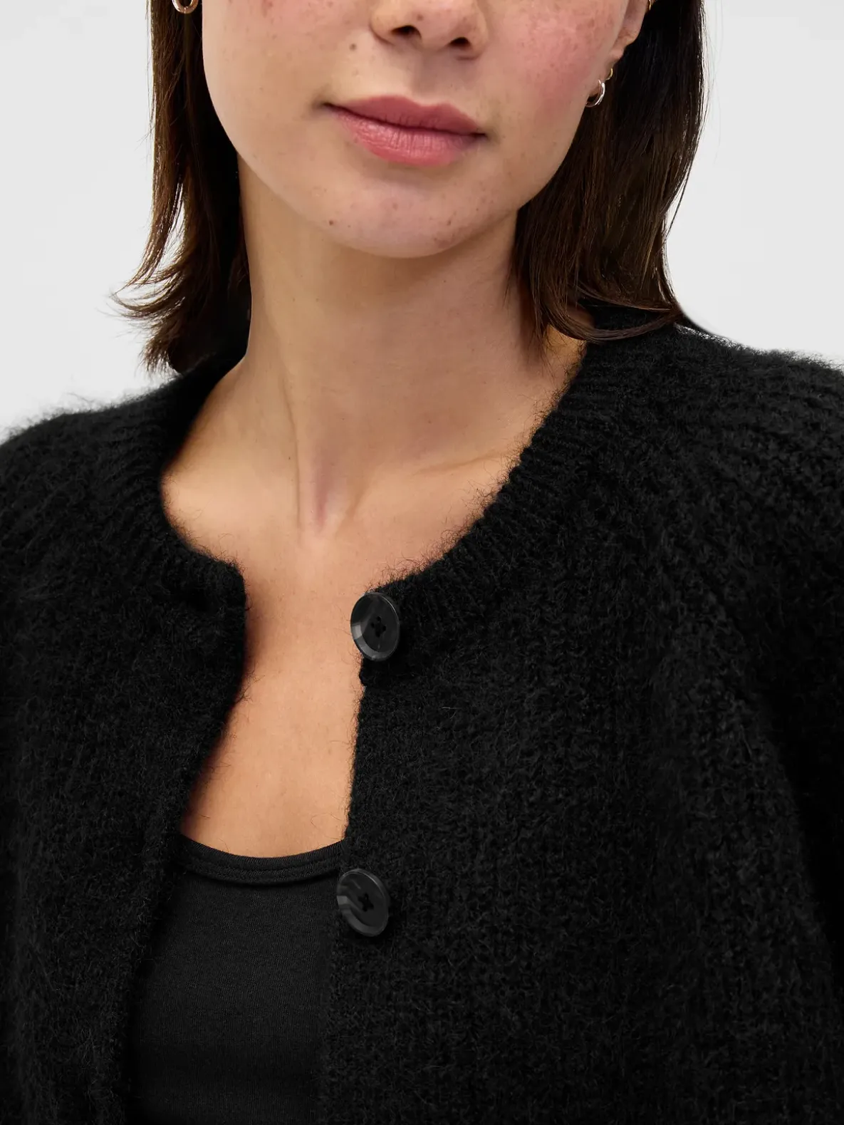 Fuzzy Shaker-Stitch Cardigan