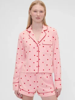 Gap × Summer Fridays Relaxed Flannel Hearts PJ Shirt