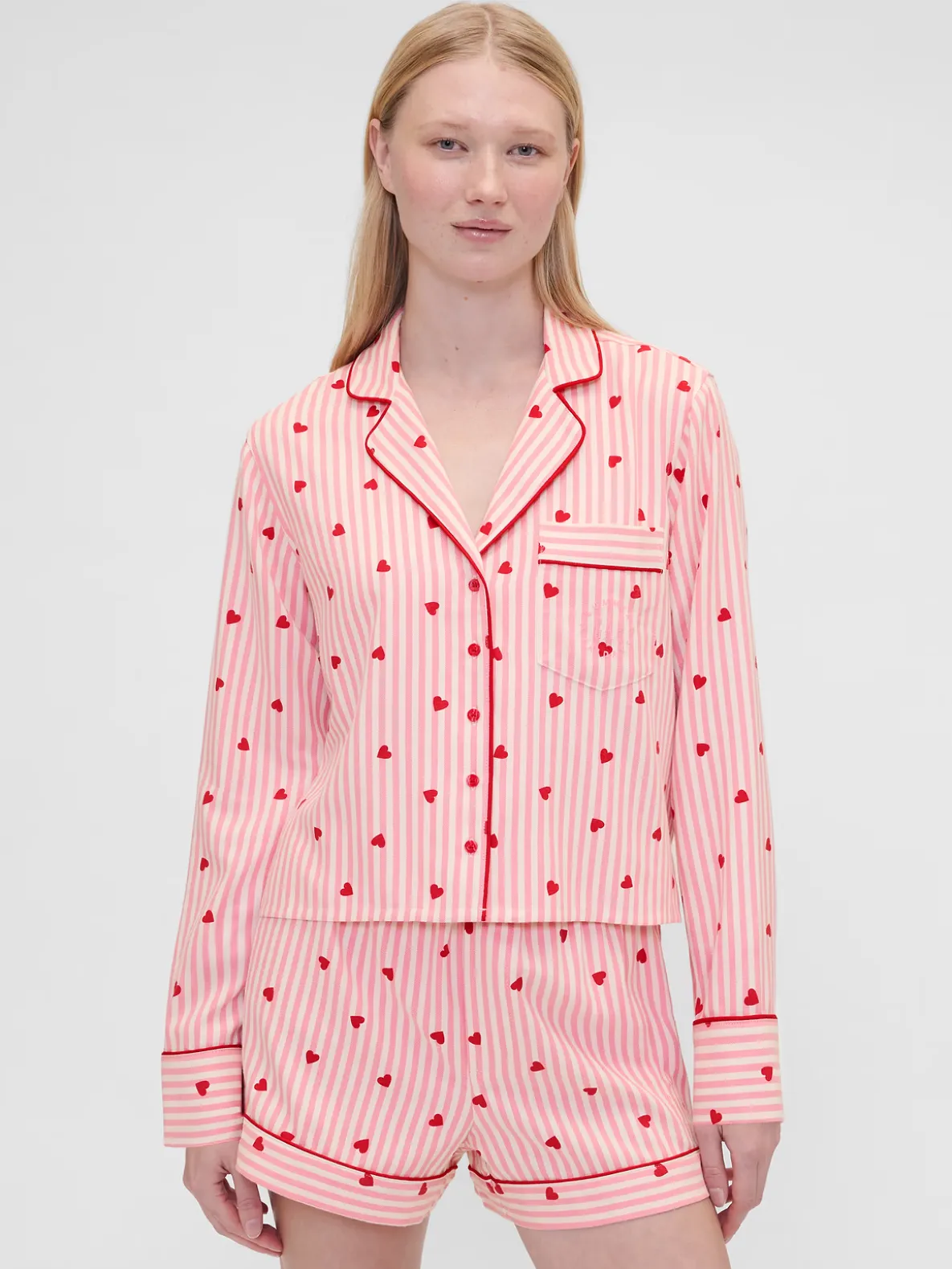 Gap × Summer Fridays Relaxed Flannel Hearts PJ Shirt