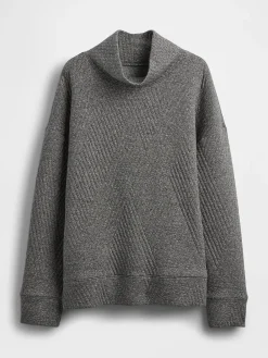 GapFit Quilted Jacquard Knit Funnel-Neck Pullover