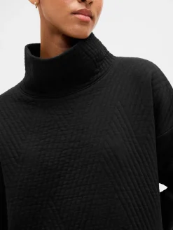 GapFit Quilted Jacquard Knit Funnel-Neck Pullover
