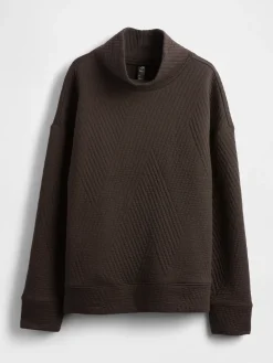 GapFit Quilted Jacquard Knit Funnel-Neck Pullover