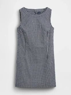Gingham Denim Shift Mini Dress