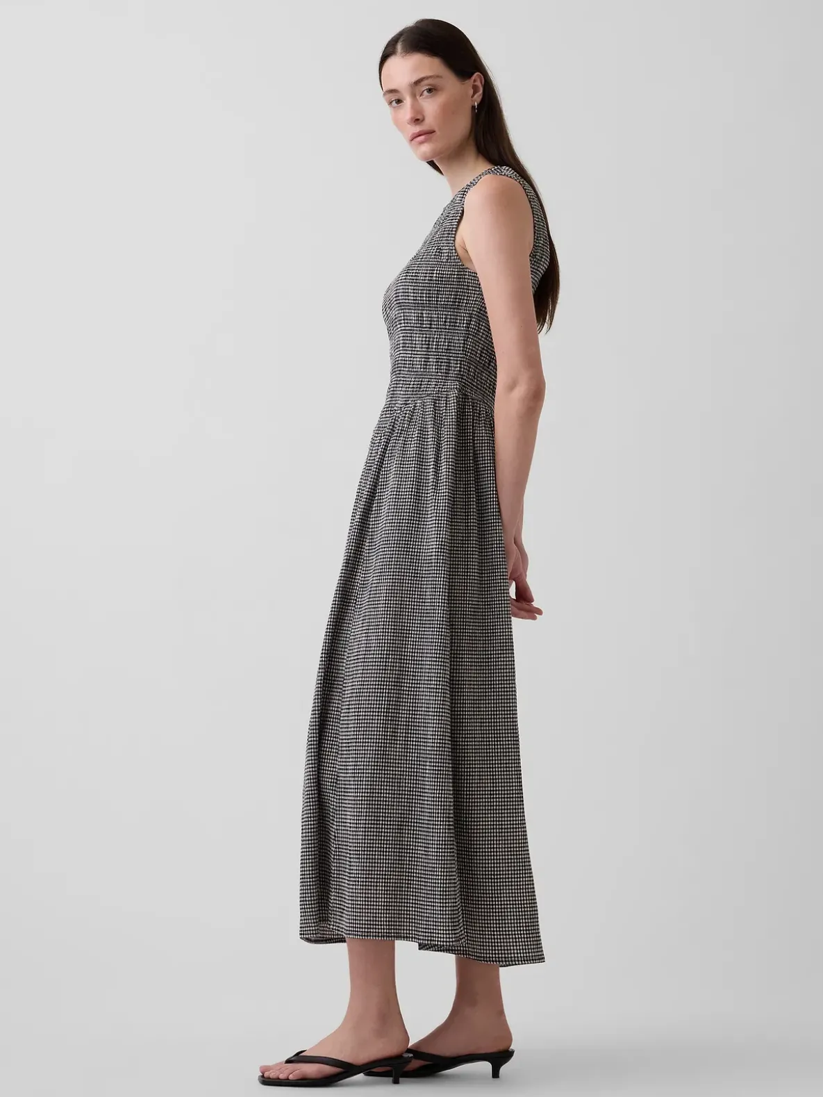 Gingham Smocked Drop-Waist Maxi Dress