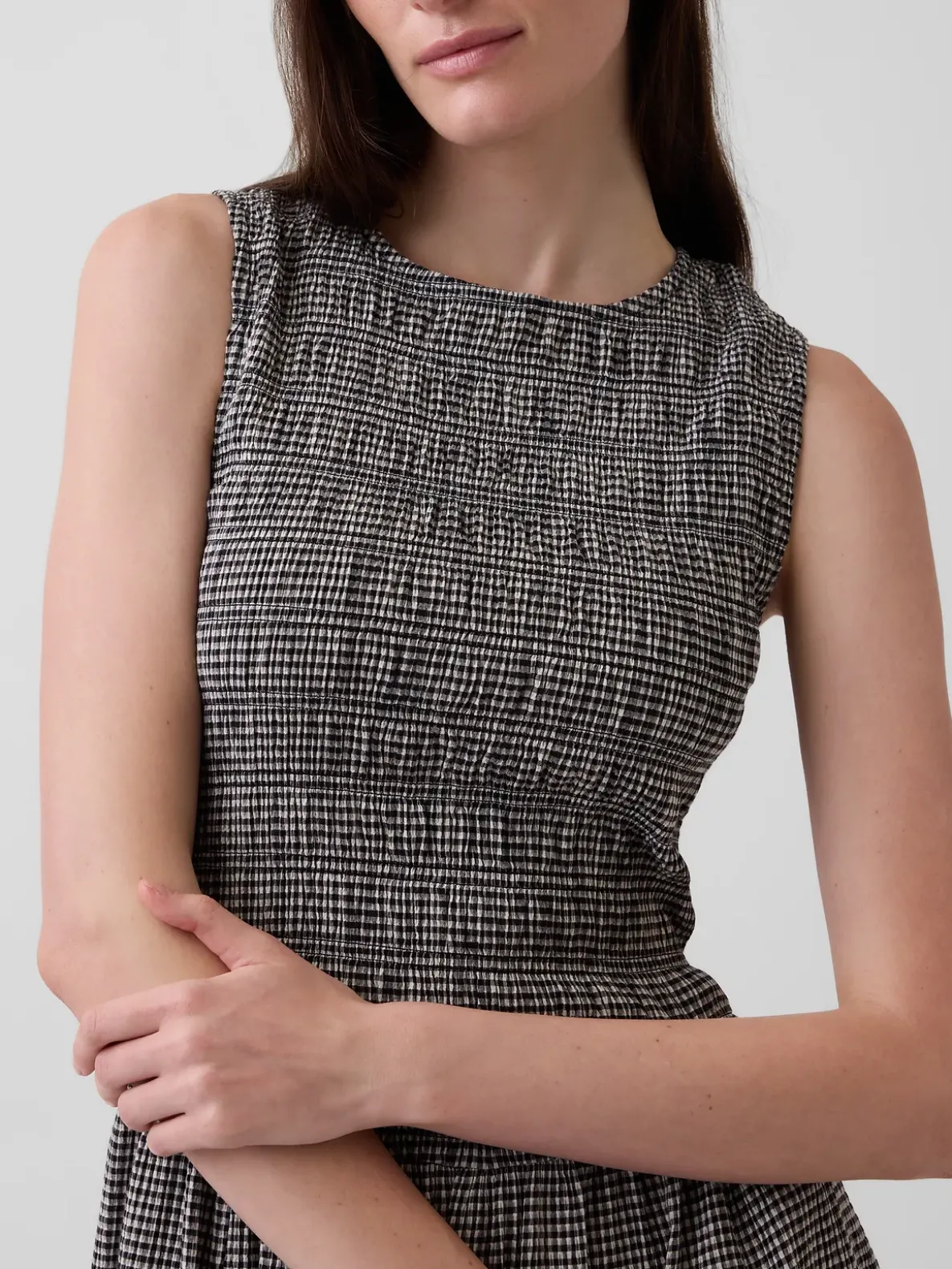 Gingham Smocked Drop-Waist Maxi Dress