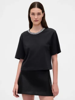 Heavyweight Jewel-Neck Crop T-Shirt