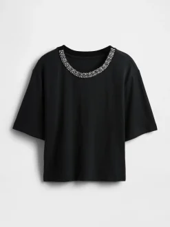 Heavyweight Jewel-Neck Crop T-Shirt