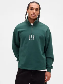 Heavyweight Oversized Logo Quarter-Zip Pullover