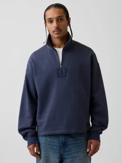 Heavyweight Oversized Logo Quarter-Zip Pullover