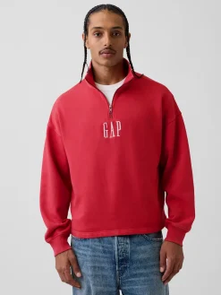 Heavyweight Oversized Logo Quarter-Zip Pullover