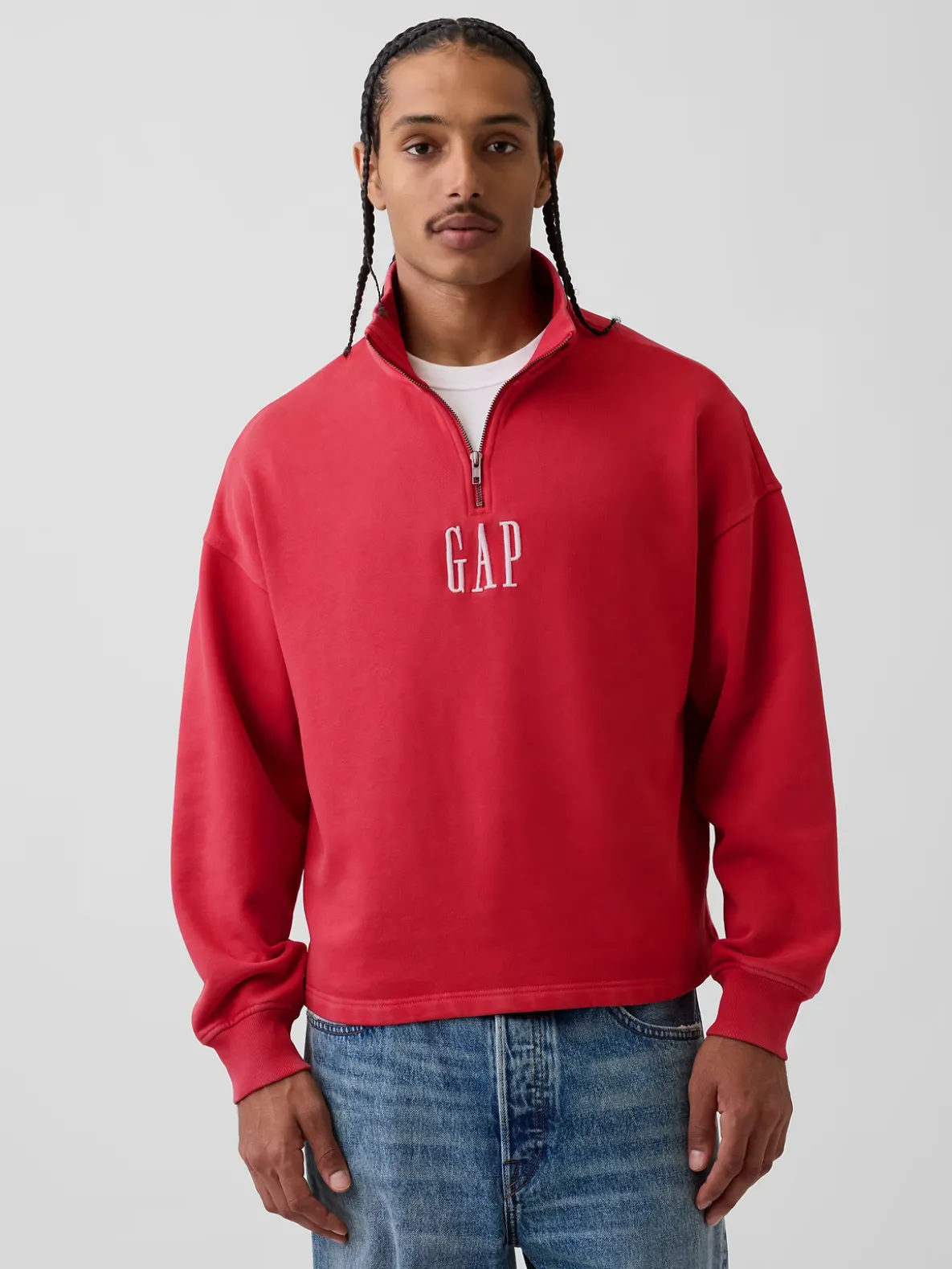 Heavyweight Oversized Logo Quarter-Zip Pullover