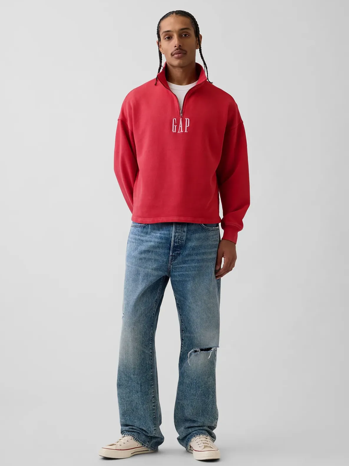 Heavyweight Oversized Logo Quarter-Zip Pullover