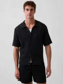 Herringbone Crochet Sweater Shirt