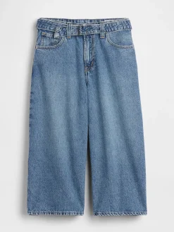 High Rise Belted Barrel Culotte Jeans