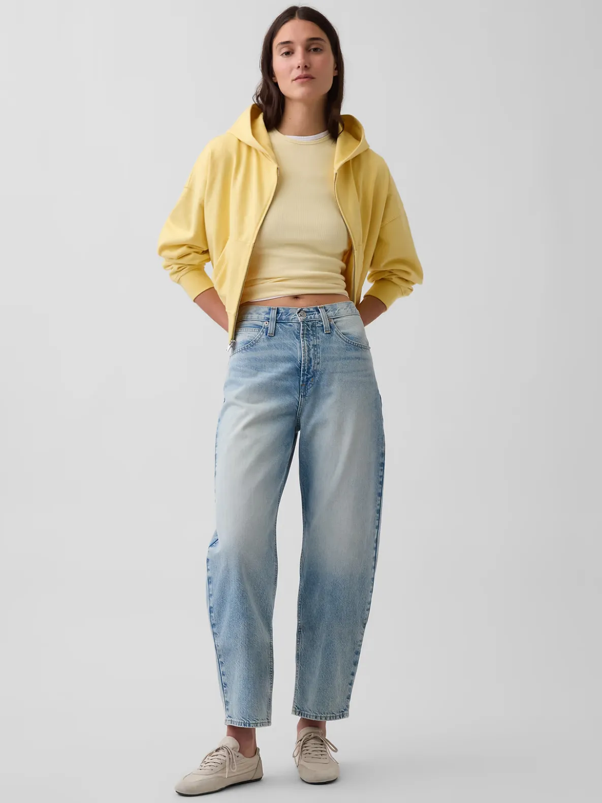 High Rise Crop Barrel Jeans