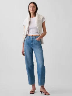 High Rise Crop Barrel Jeans
