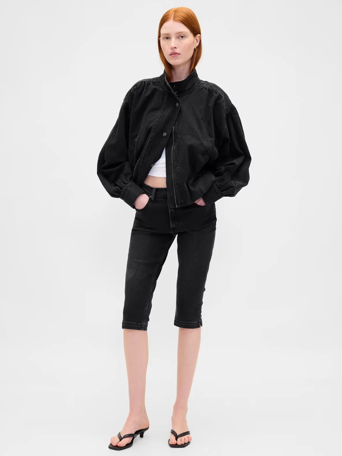 High Rise Cropped Capri Jeans