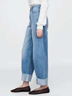 High Rise Cuffed Barrel Jeans