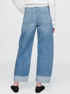 High Rise Cuffed Barrel Jeans
