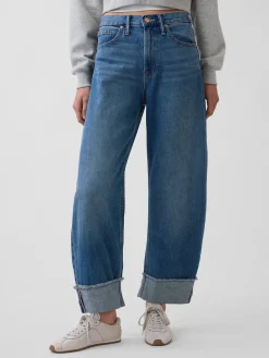 High Rise Cuffed Barrel Jeans