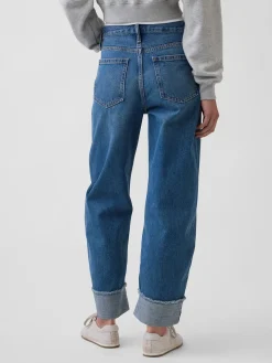 High Rise Cuffed Barrel Jeans
