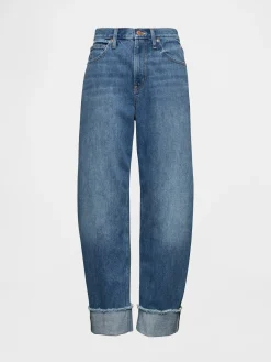 High Rise Cuffed Barrel Jeans