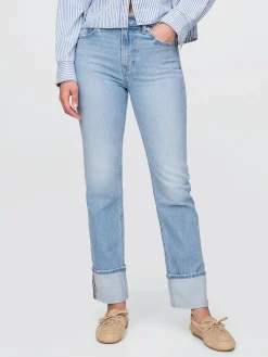 High Rise Cuffed '90s Slim Straight Jeans