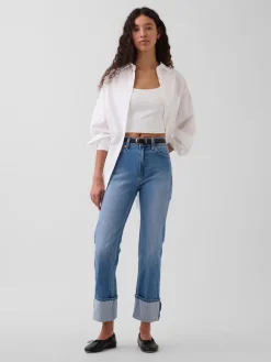 High Rise Cuffed '90s Slim Straight Jeans