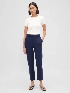High Rise Double Knit Slim Crop Pants
