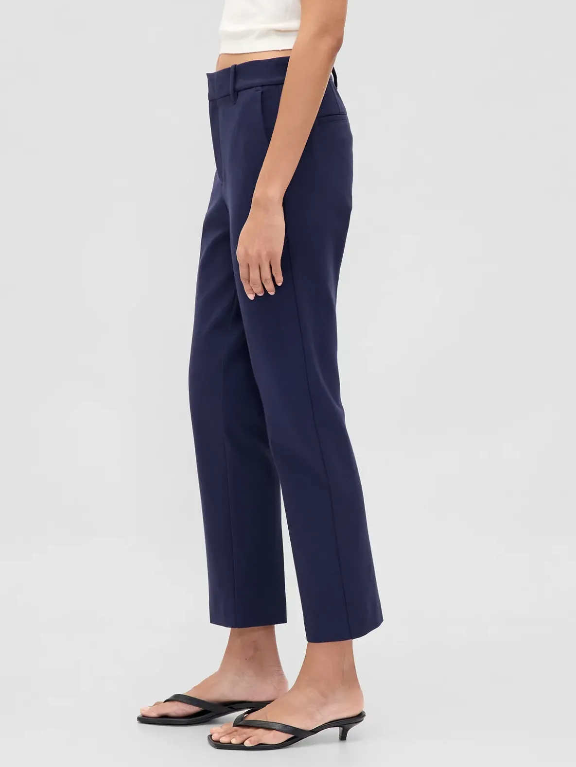 High Rise Double Knit Slim Crop Pants